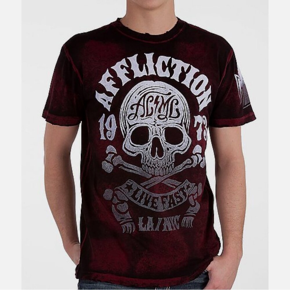 Affliction American Customs Skull Club T Shirt
